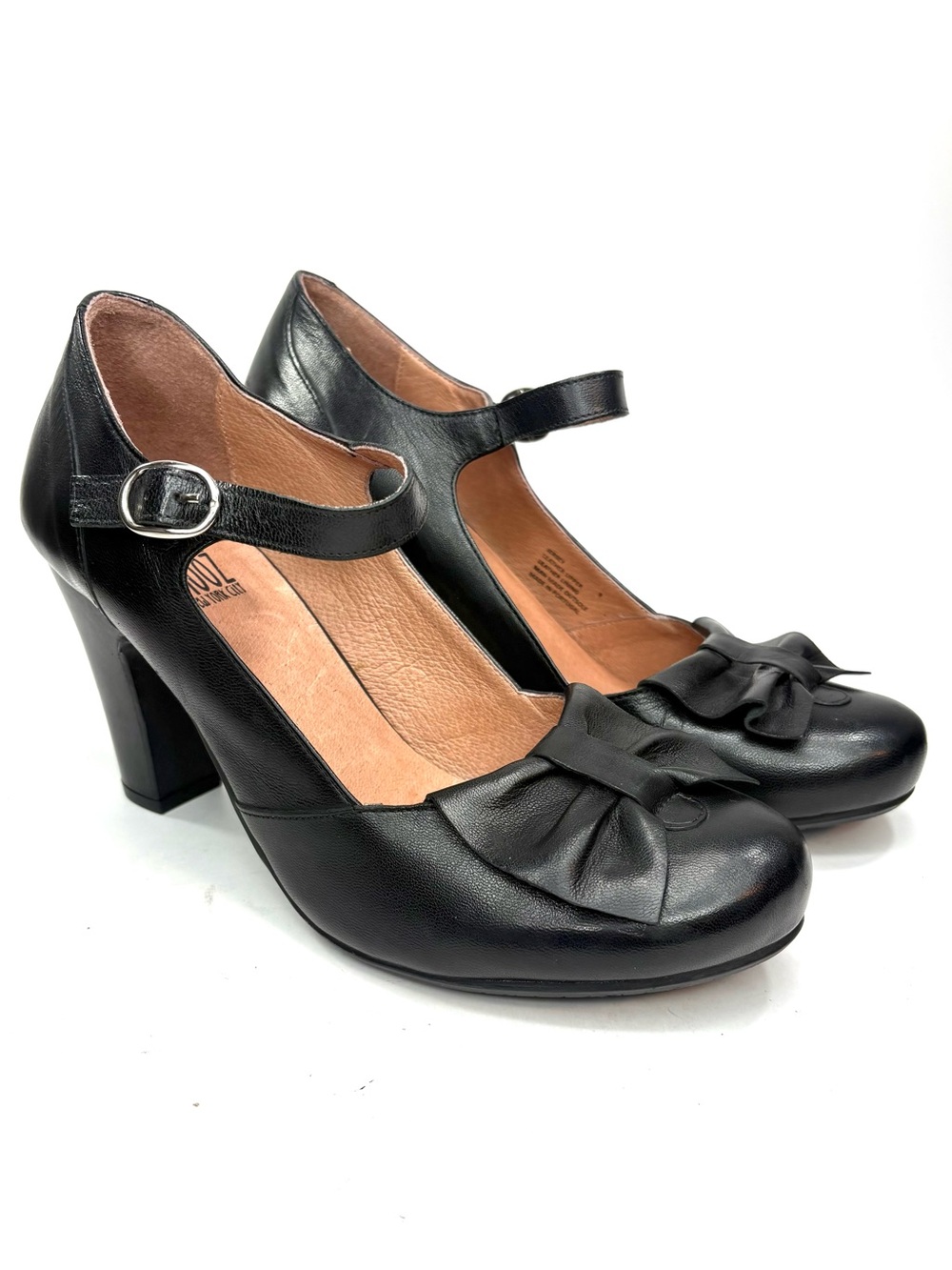 Miz Mooz Black Leather Mary Jane Heels | 9